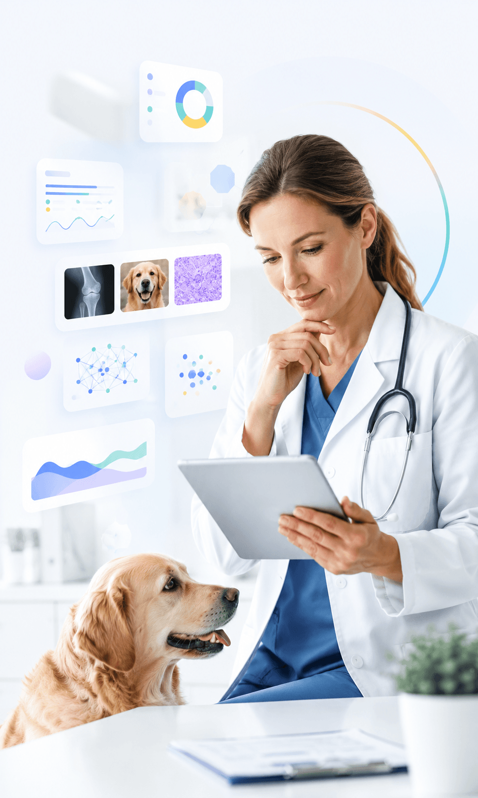 Veterinary professional reviewing prepared recovery context